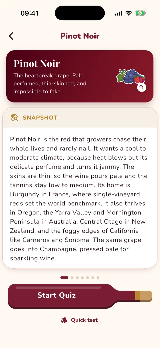 Pinot Noir lesson card deck